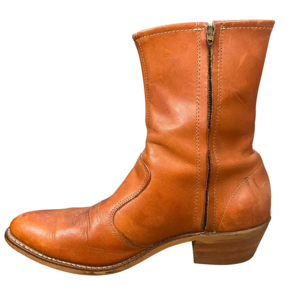Rare Vintage 70s Double-H Men’s Banana Honey Tan Leather Campus Boots Size 11 D